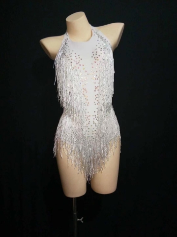 leotard rhinestones raywigs fringed