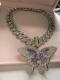  Bling Butterfly Cuban Choker Chain Necklace