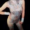 Silver Rhinestone Sleeveless Bodysuit