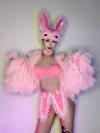 Full Set Pink Rabbit Costume (include coat & mask)