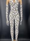 White Leopard Drag Bodysuit (includes gloves)