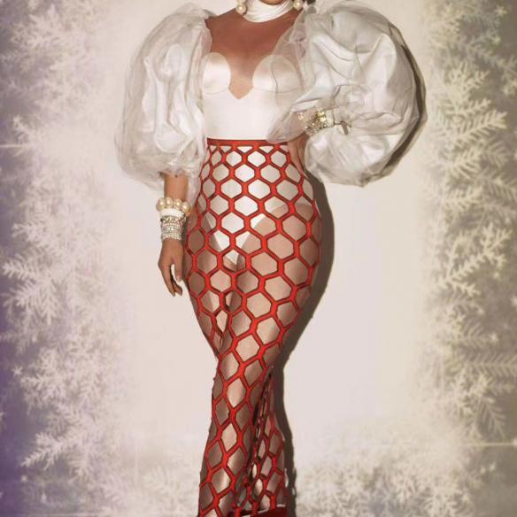 White Mesh Leotard With Cover Dress