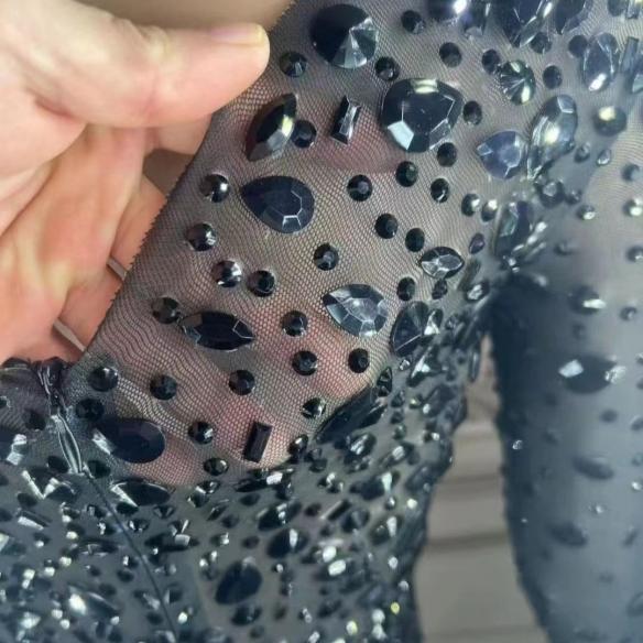 Full Black Rhinestone Dress