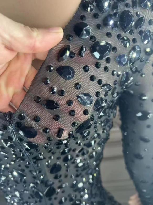 Full Black Rhinestone Dress