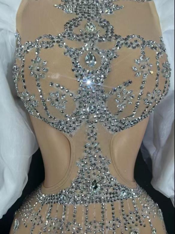 Back Cutout Puff Sleeve Dress