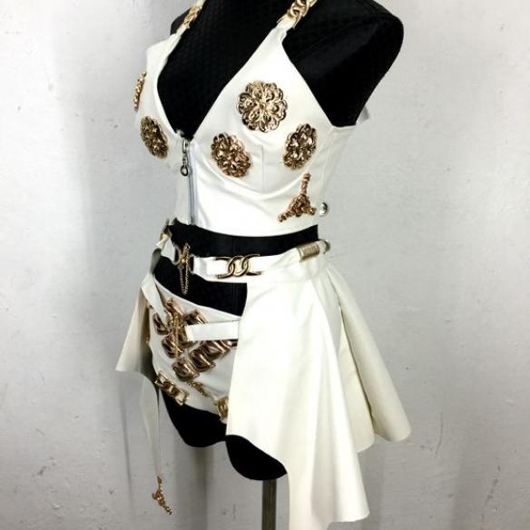 White Suits With Golden Beaded