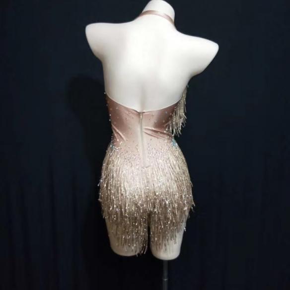 Gold Nude Rhinestones Leotard