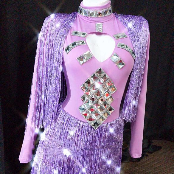 Violet Fringe Crystallized Dress