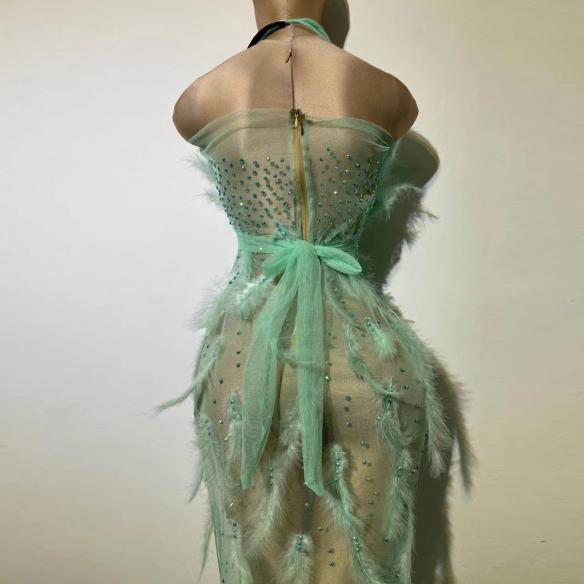 Mint Green Feather Dress