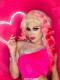 Flamingo Pink with Blonde Hair Root Ombre Drag Wig