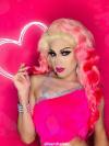 Flamingo Pink with Blonde Hair Root Ombre Drag Wig