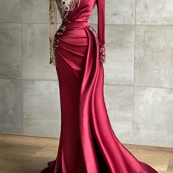 Red & Blue Satin Dress