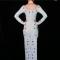 White Rhinestones Pearl Maxi Dress