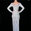 White Rhinestones Pearl Maxi Dress