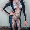 Black Rhinestone Grid Bodysuit