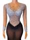 Black Rhinestone & pearl Trailing Dress