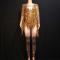 Golden Rhinestones Long Fringe Rave Leotard