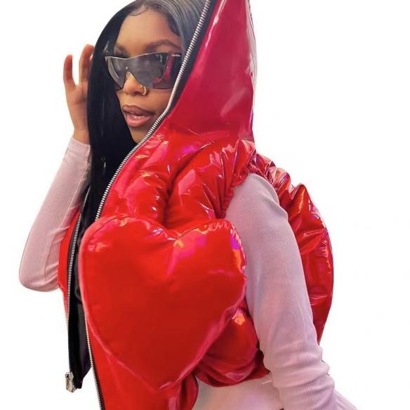 High neck cotton padded top