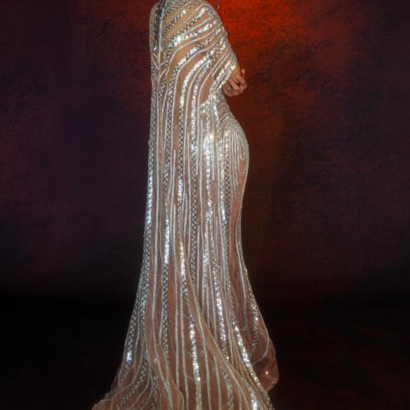 Silver Sequin Cape Dress