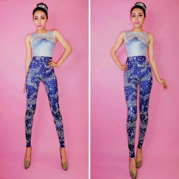 Shades of Blue Rhinestone Bodysuit