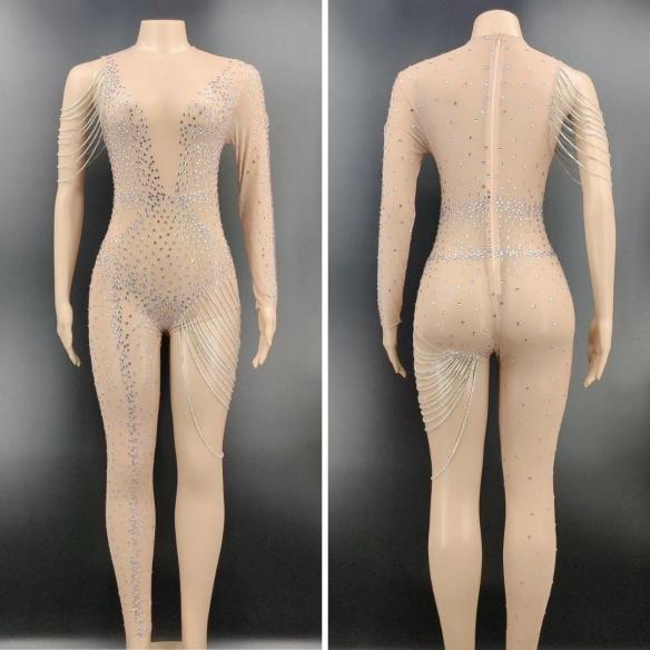 Gold/ Silver Asymmetric Tassel Bodysuit