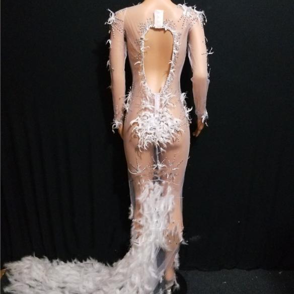 Feather Trailing Crystallized Clubwear