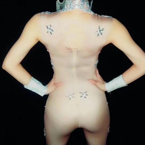 Silver Rhinestone Sleeveless Bodysuit