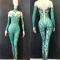 Green Crystallized Nude Bodysuit