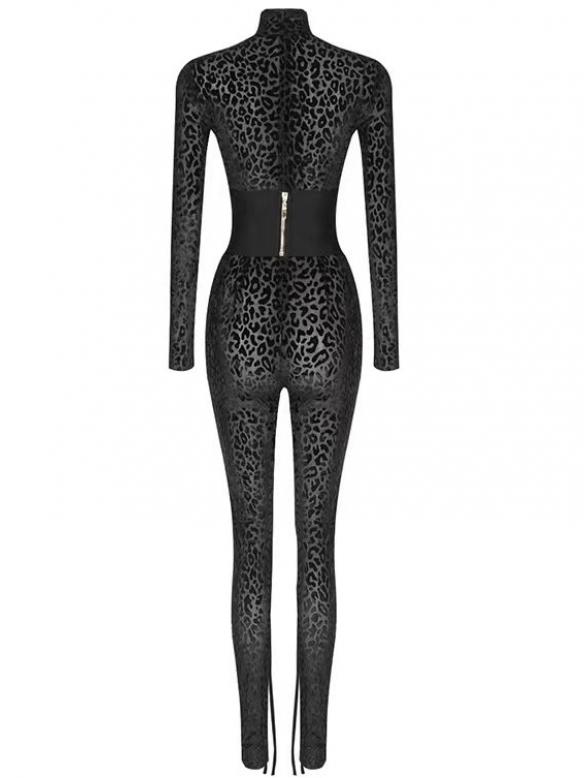 Black mesh with corset bodysuit