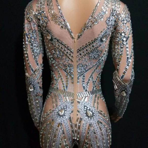 Skincolor Silver Sequin Bodysuit