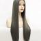 Long grey synthetic lace front drag wig