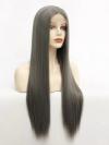 Long grey synthetic lace front drag wig