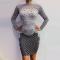 Grey Rhinestone Grid Dress