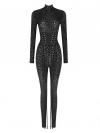 Black mesh with corset bodysuit