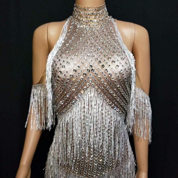 White Tassel Shoulder-off Dress