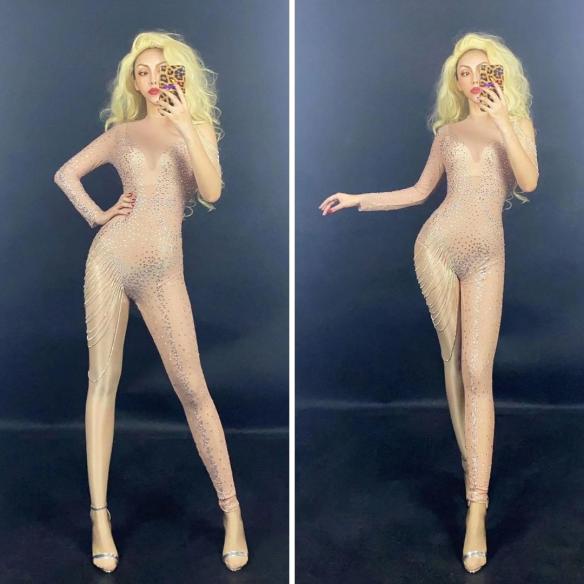 Gold/ Silver Asymmetric Tassel Bodysuit