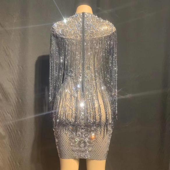 Black Sparkly Rhinestones Short Dress