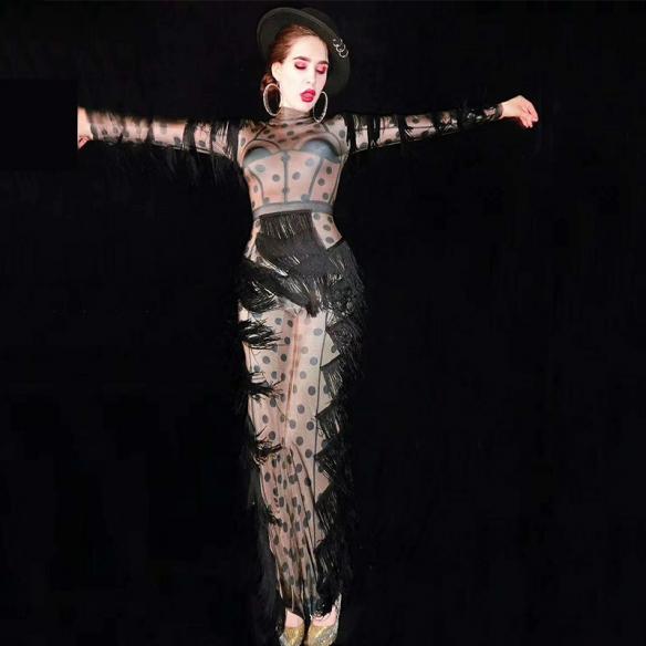 Black Spot Fringed Bodysuit