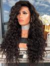 Natural black curly synthetic lace front wig