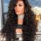 Natural black curly synthetic lace front wig