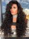 Natural black curly synthetic lace front wig