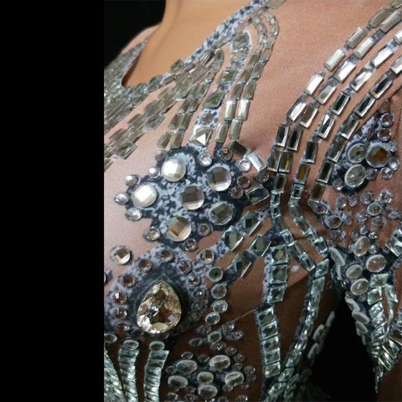 Skincolor Silver Sequin Bodysuit