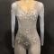 White Transparent Rhinestone Bodysuit