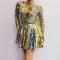 Mirror- like Gold and Silver Sequin Dress