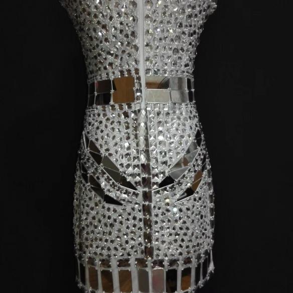 White Sleeveless Rhinestone Dress