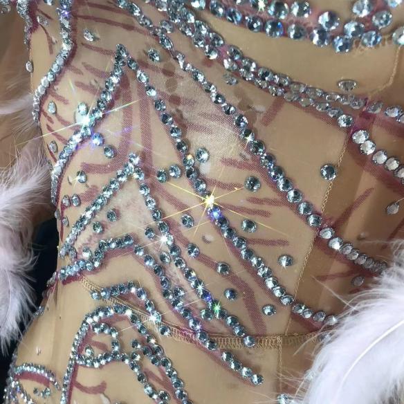 Customized pink mesh feather dress