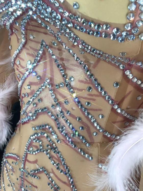 Customized pink mesh feather dress