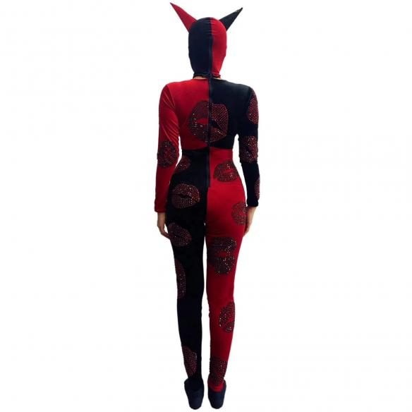 Black and Red Devil Bodysuit