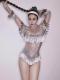 Lotus pink tassel rhinestone leotard