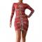 Red Transparent Shiny Rhinestone Dress